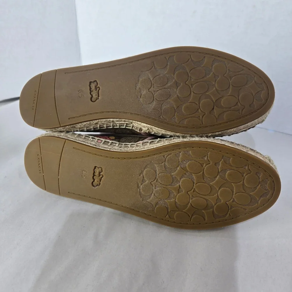 Coach Shoe Women's size 6.5 Carley Espadrilles Pink Floral Signature Canvas #998